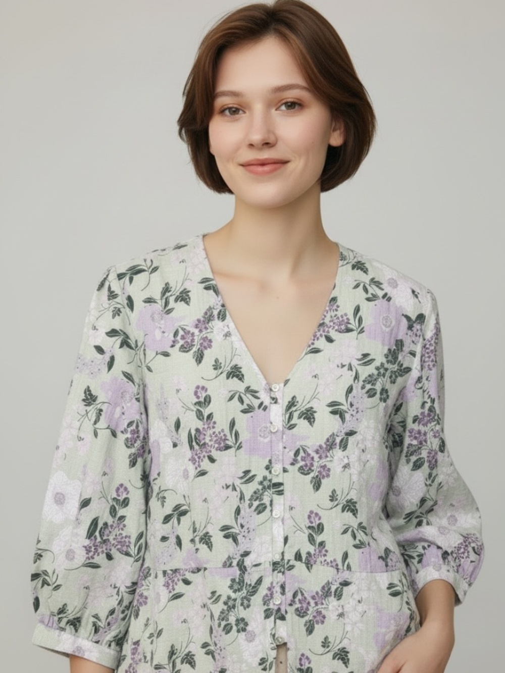 Liz Claiborne 3/4 floral blouse size PL